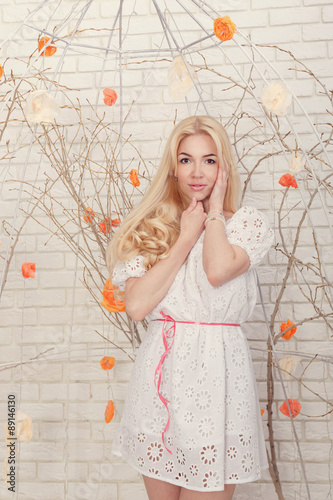 Lovely girl in a white dress. © Vagengeim