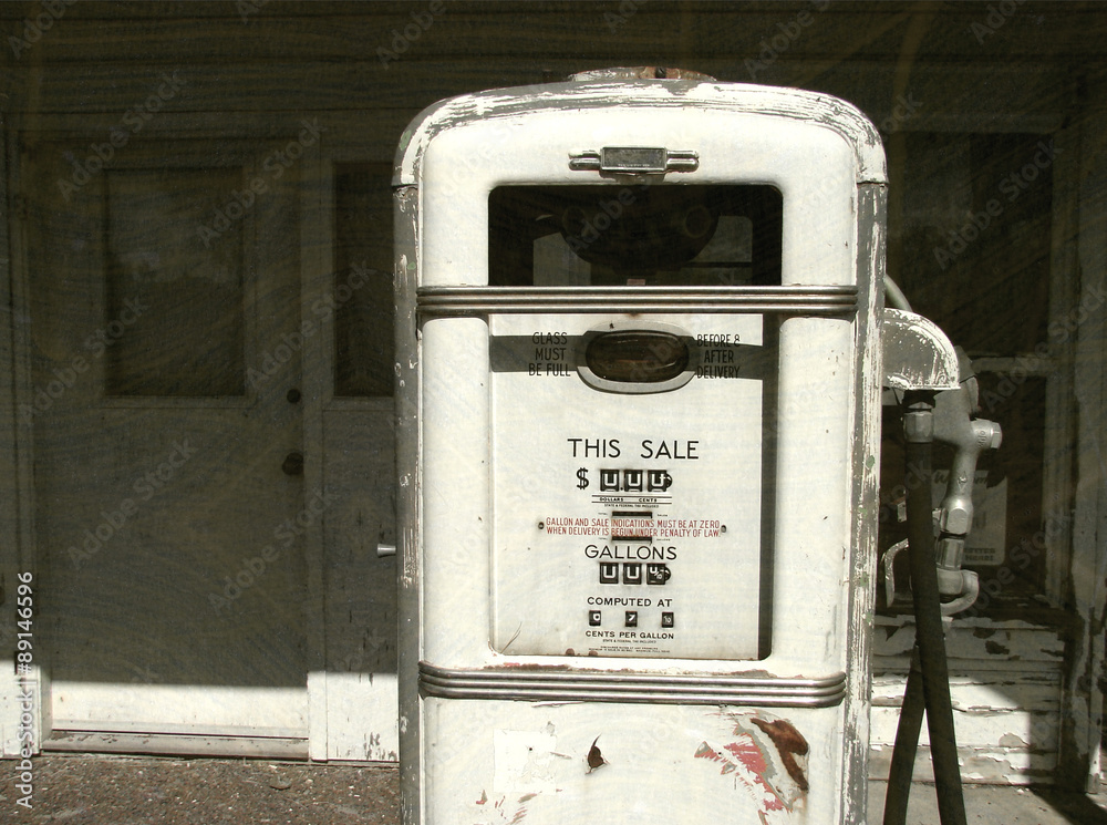 aged and worn vintage photo of old gas pump Stock Photo | Adobe Stock