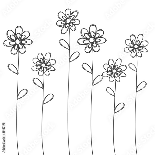 Fototapeta Naklejka Na Ścianę i Meble -  flowers hand drawn black isolated vector for background or card