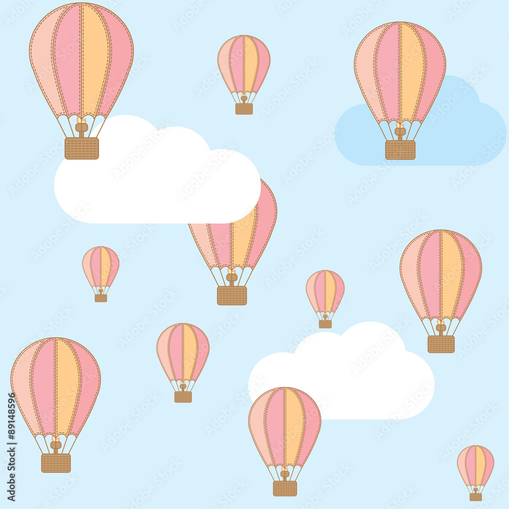 Pink hot air balloon in the sky Pink hot air balloon in the sky