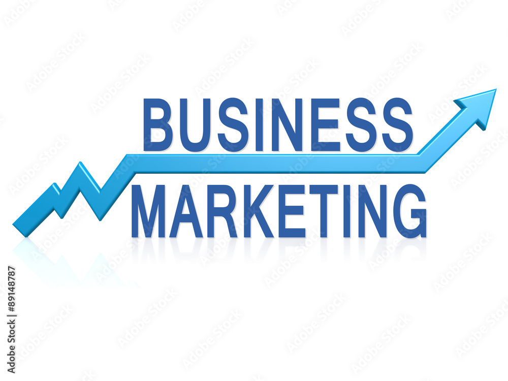Business marketing with blue arrow