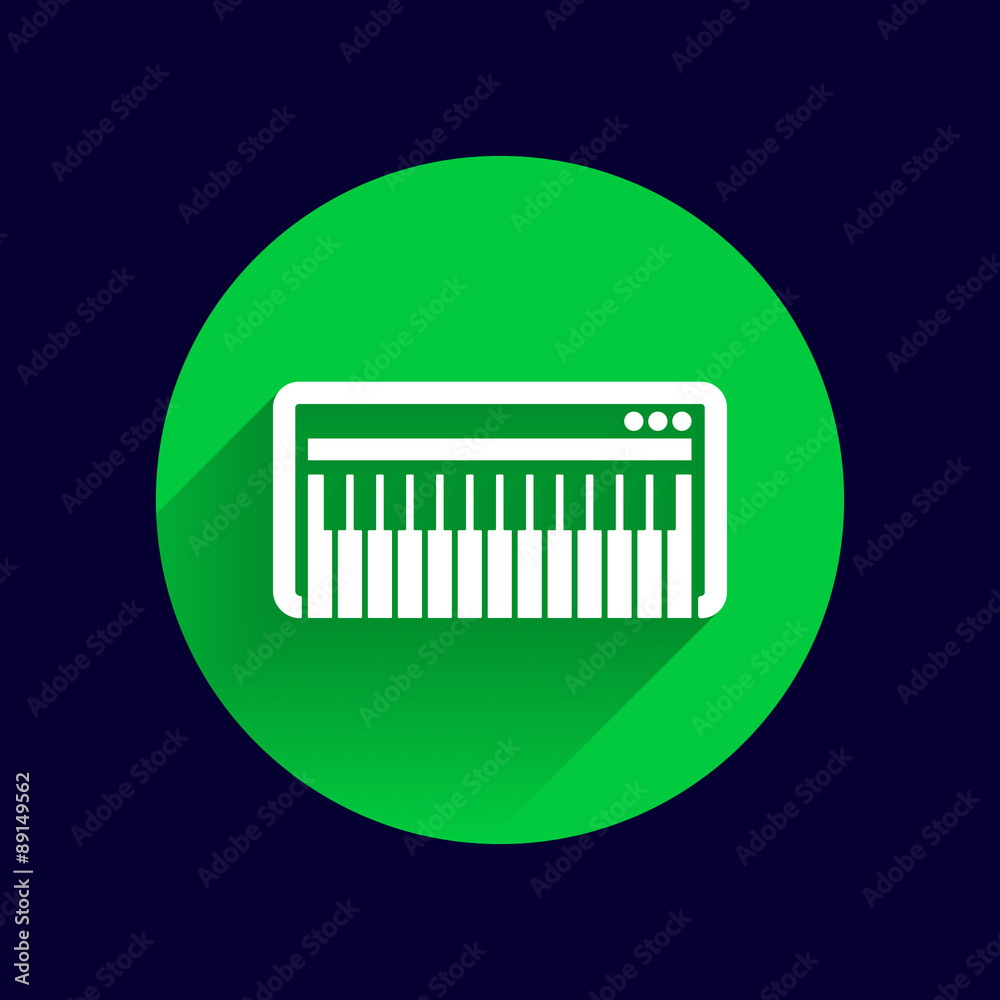 Black synthesizer keyboard piano music icon vector Black synthesizer keyboard piano music icon vector