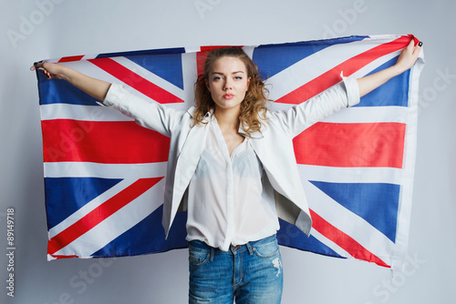 beautiful girl with flag of Britain