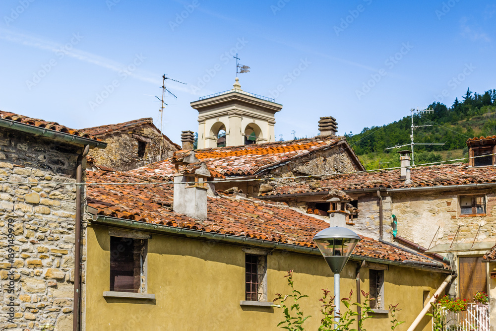 roofs of hill village in Italy