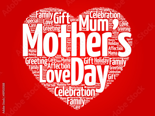 Mother's day heart word cloud