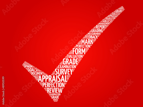 Appraisal check mark, vector business concept words cloud