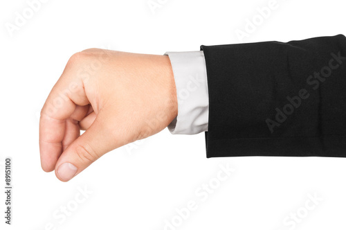 businessman hand holding something isolated on white background