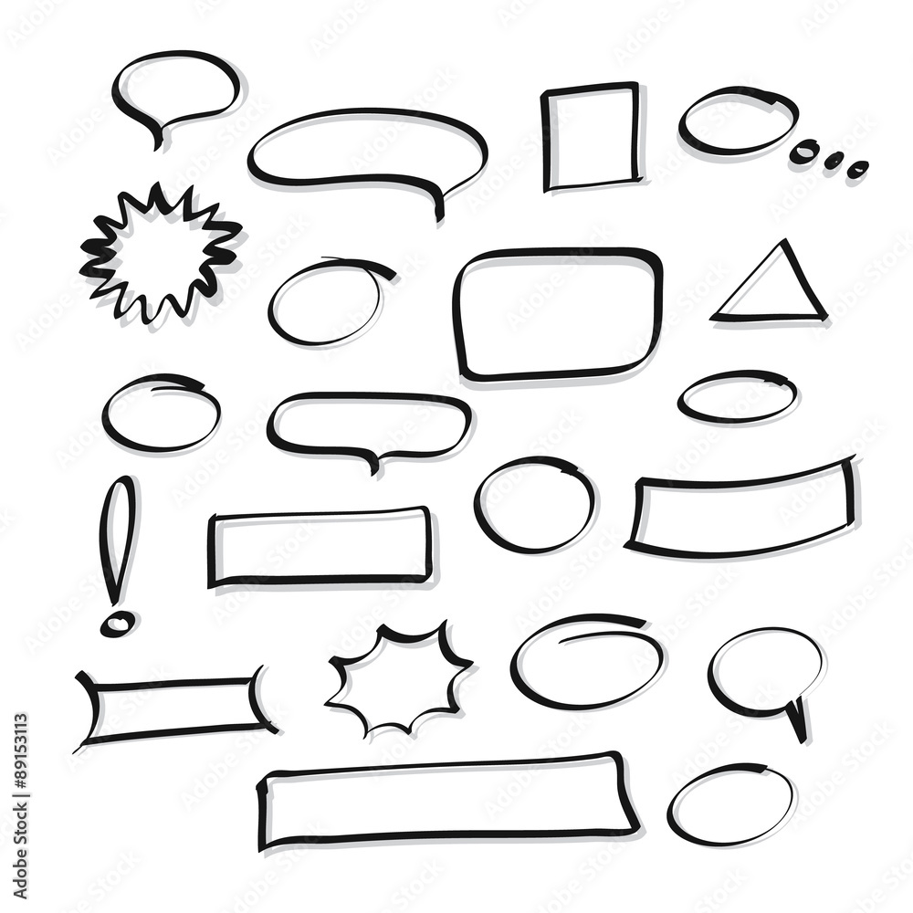 Obraz premium Vector hand drawn frames and bubbles collection for element and