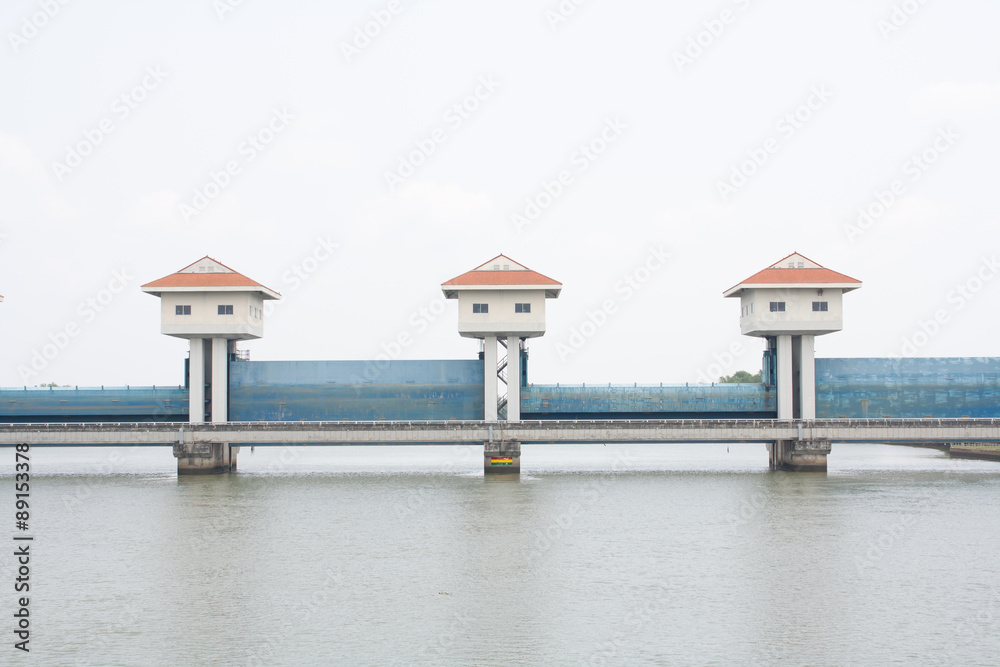 water gate at Chachoengsao province, Thailand.