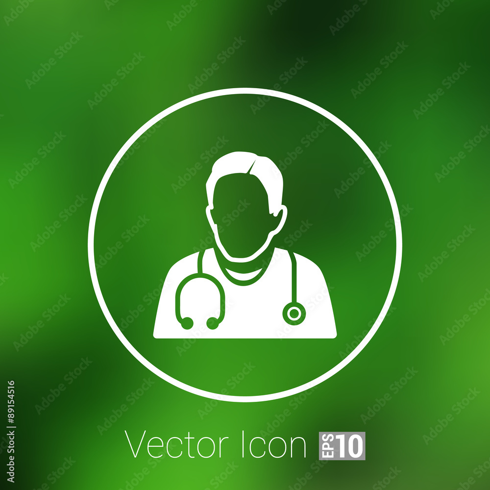 Fototapeta premium Doctor with stethoscope around his neck icon