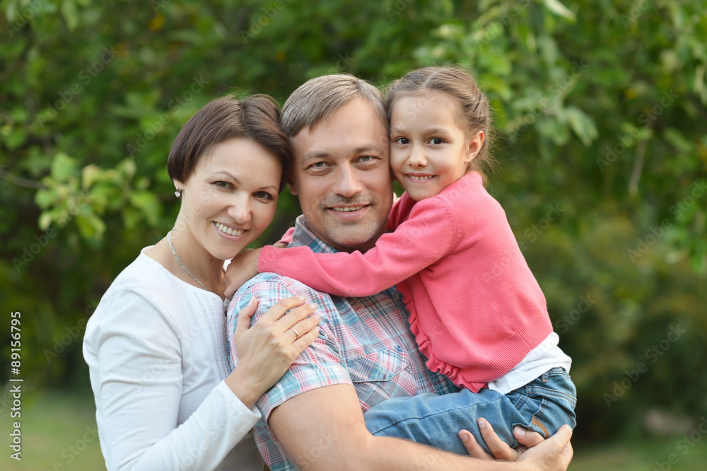 Family resting in  summer park