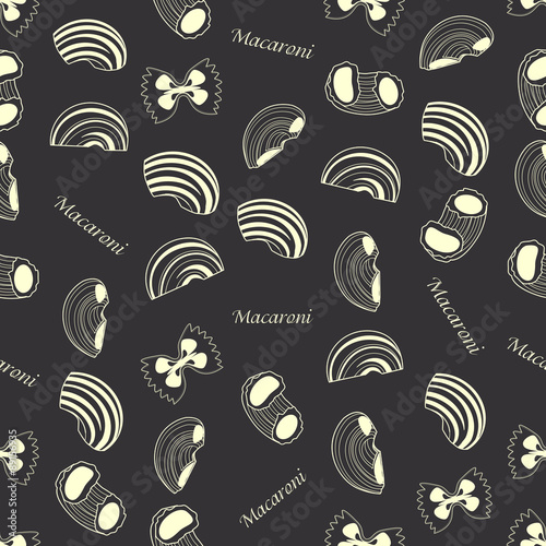 Seamless background made of pasta in linear style