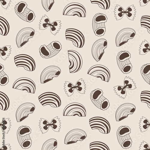 Seamless background made of pasta in linear style
