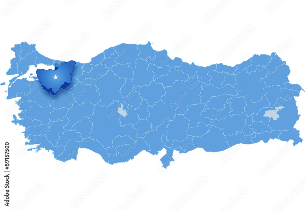 Map of Turkey, Bursa