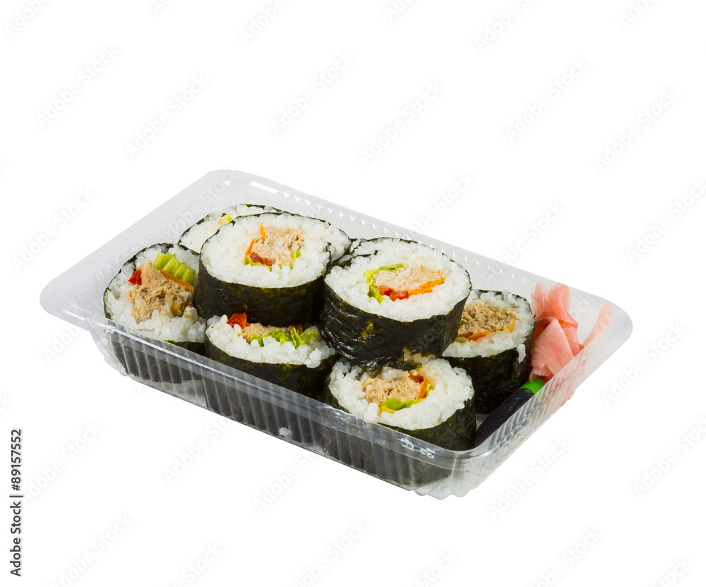 sushi in takeaway box sushi in takeaway box