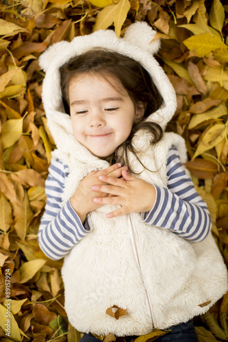 Little girl at the autumn l...