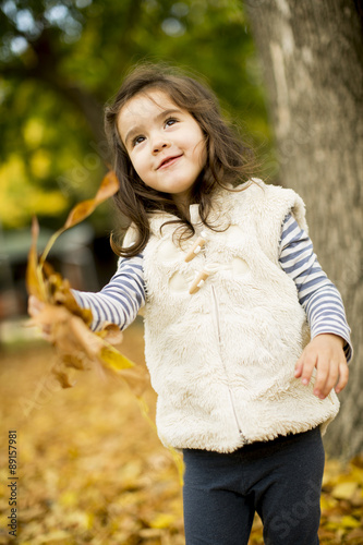 Little girl at the autumn park