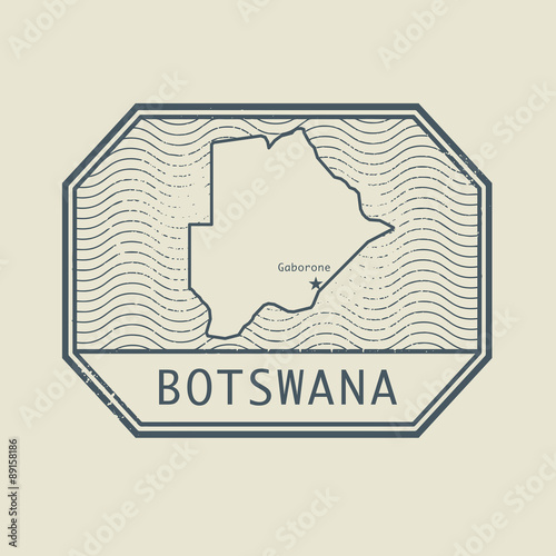 Stamp with the name and map of Botswana