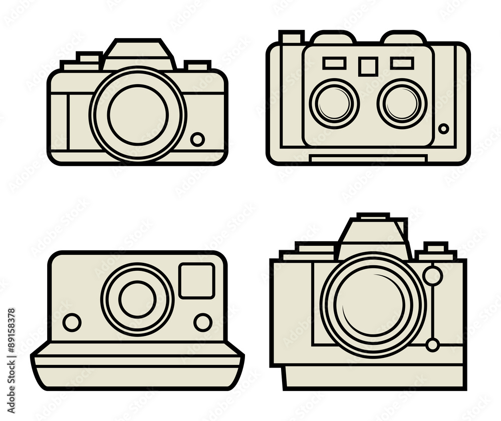 Retro photo camera set, vector illustration Retro photo camera set, vector illustration