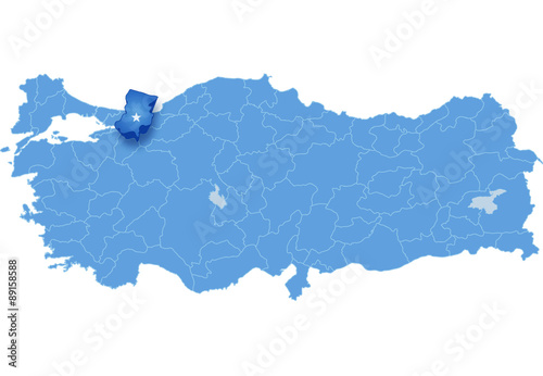 Map of Turkey, Sakarya