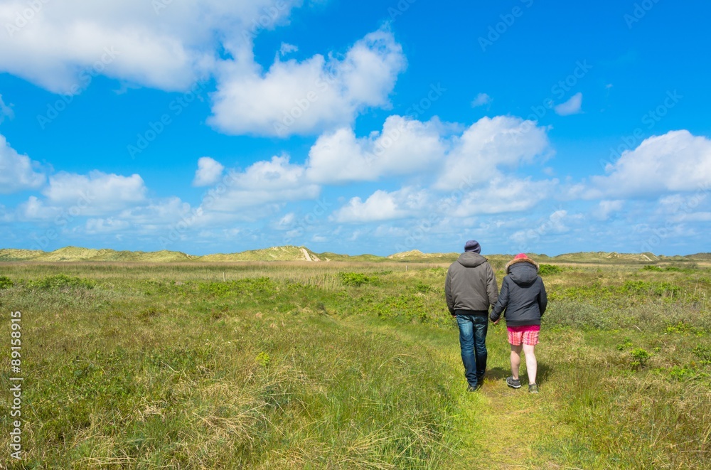 Young couple walking on Island Rømø