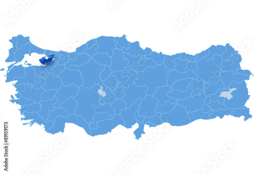 Map of Turkey, Yalova