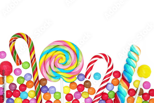 Mixed Colorful Candies on White Background