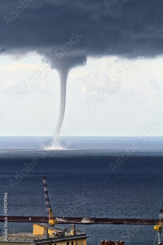 Waterspout in Mediterranean sea, Genova Italy