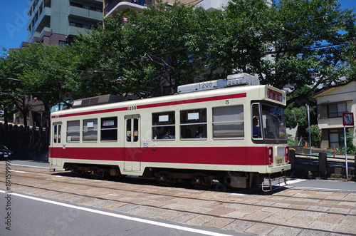 長崎電気軌道 赤帯の電車