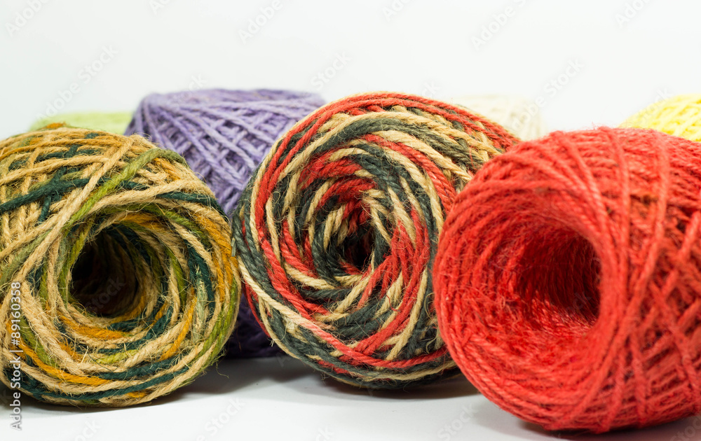 colorful hemp rope rolls