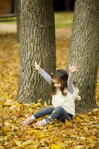 Little girl at the autumn park