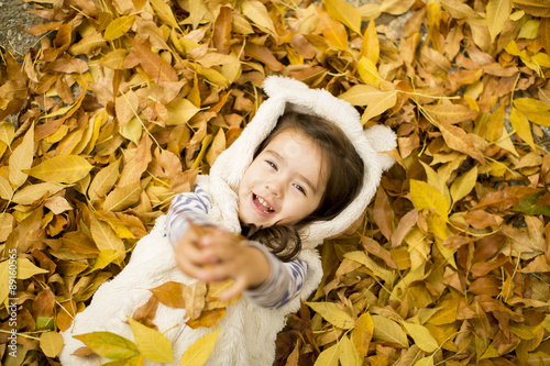 Little girl at the autumn l...