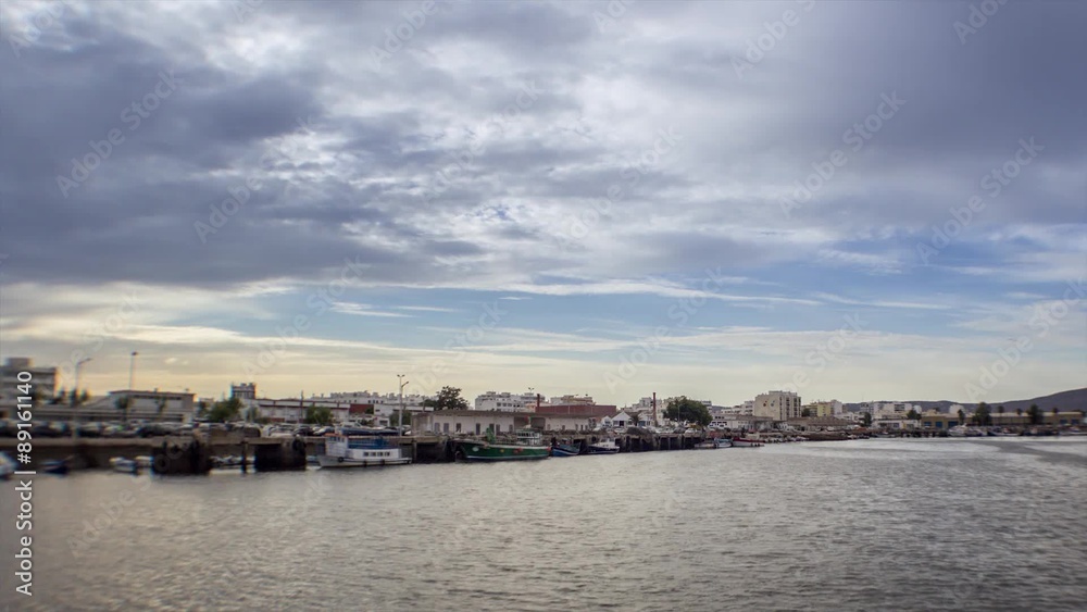 Sunset Time Lapse in Olhao Fishing Port Sunset Time Lapse in Olhao Fishing Port