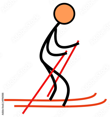 Illustration of a character skiing