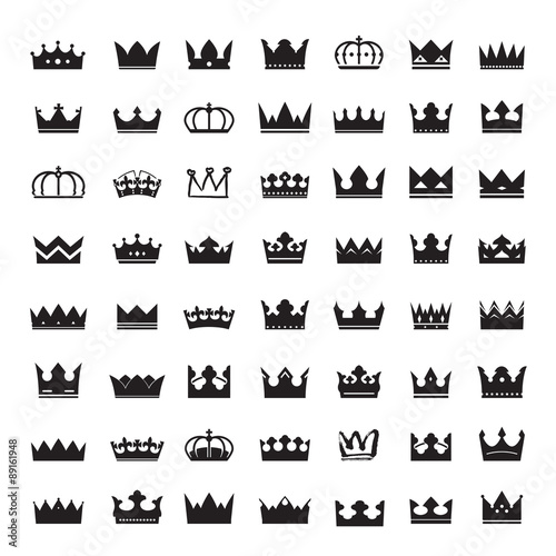 Set of black vector crowns