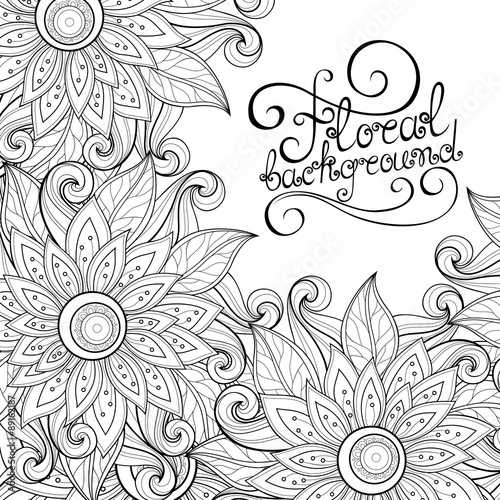 Vector Monochrome Floral Background