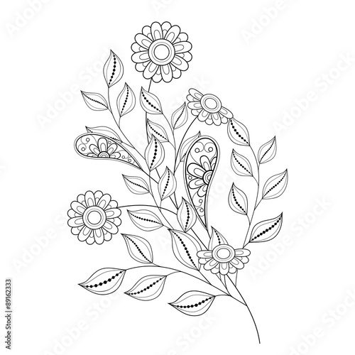 Vector Beautiful Monochrome Contour Flower