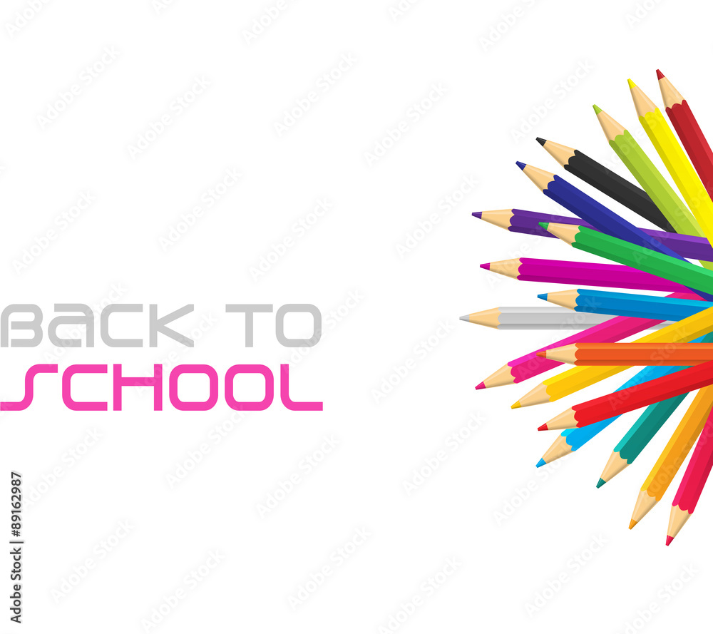Fototapeta premium Back to School Title Words with multicolored vector pencils