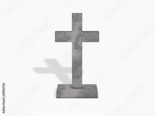 cross gravestone on white background
