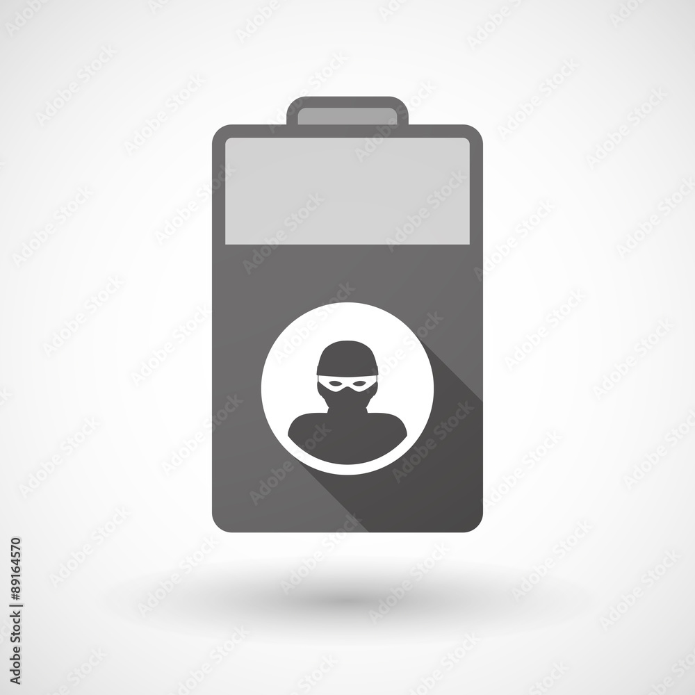 Isolated battery icon with a thief Isolated battery icon with a thief
