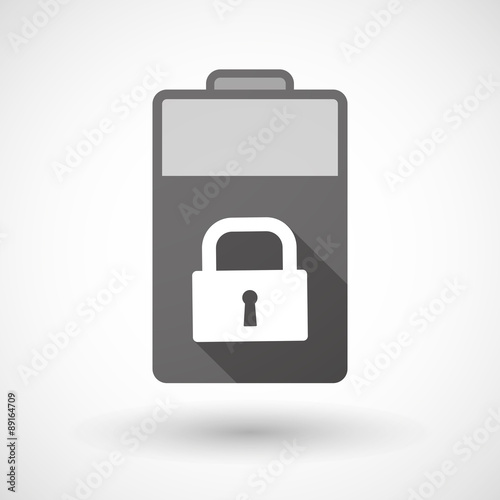 Isolated battery icon with a lock pad