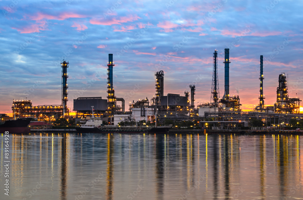 Oil refinery plant at sunrise