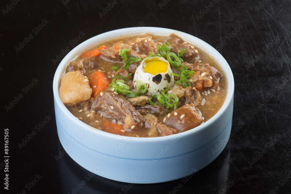 japanese cuisine. beef soup on the background japanese cuisine. beef soup on the background