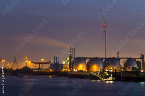 Cargo terminal in Port of Hamburg at night