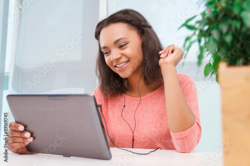 Young girl using tablet