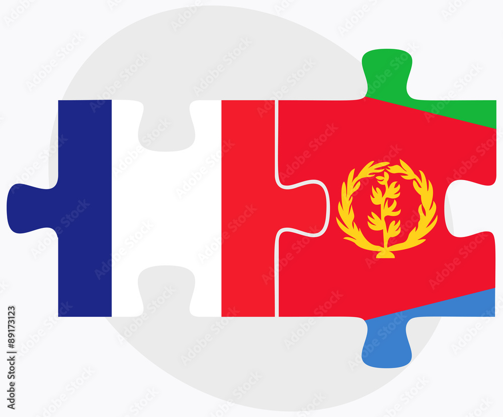 France and Eritrea Flags in puzzle