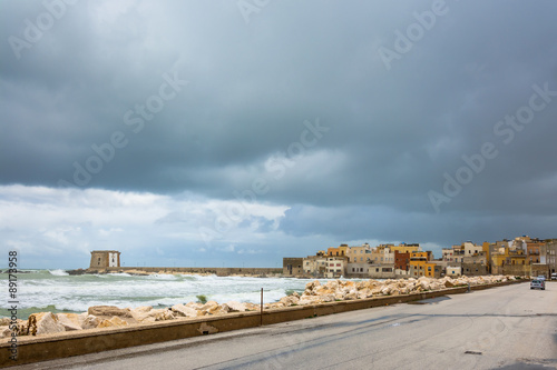 harbor and waterfront in Trapani, Sicily