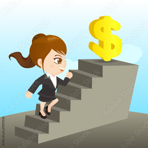Businesswoman reaching goal