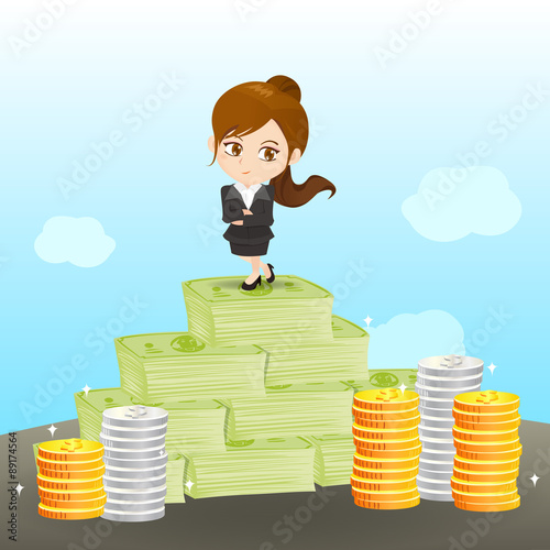 Cartoon businesswoman wealthy