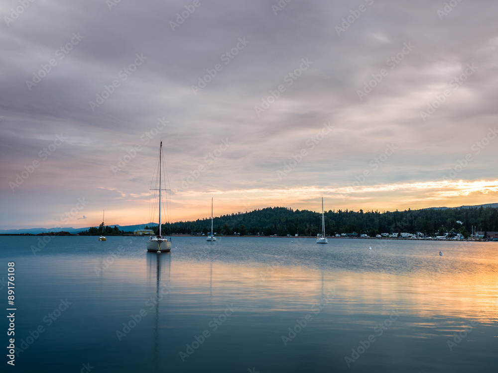 Sailboats On Grand Marais Harbor At Sunset 4